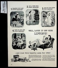 1943 Lipton Tea Bags Hopeful News Christmas Tree Woman Vintage Print Ad 39122
