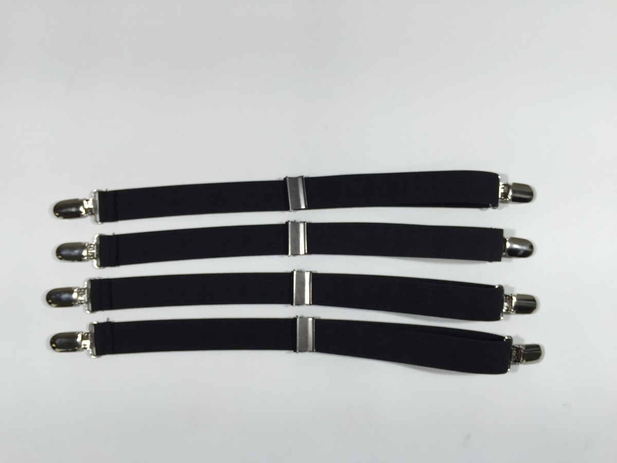 Military 4pk Shirt Stay Garters With Gator Clip BLACK World's Best Made in  USA