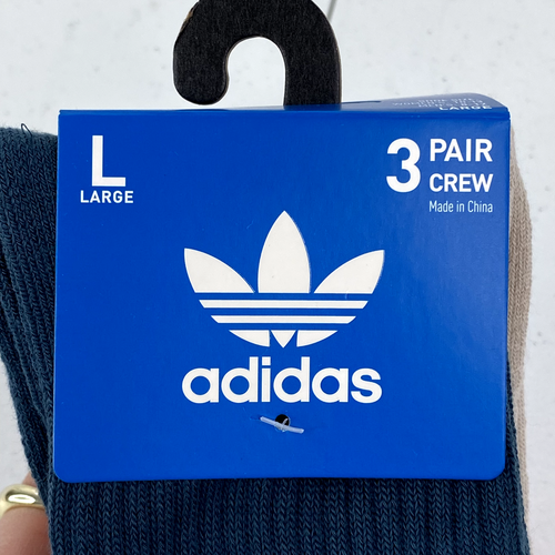 Confezione 3 Calzini Crew Adidas Adulto Unisex Blu, Grigio, Arancione Taglia Large B24 Nuovi con etichette - Foto 5 di 6