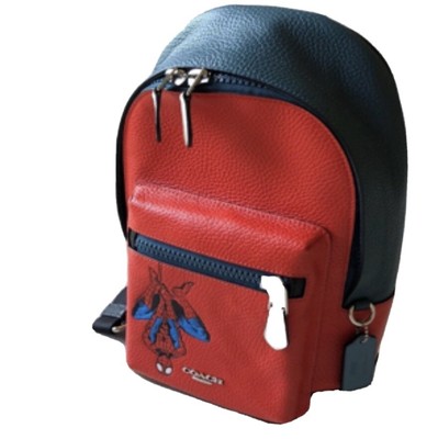 red leather backpack mens