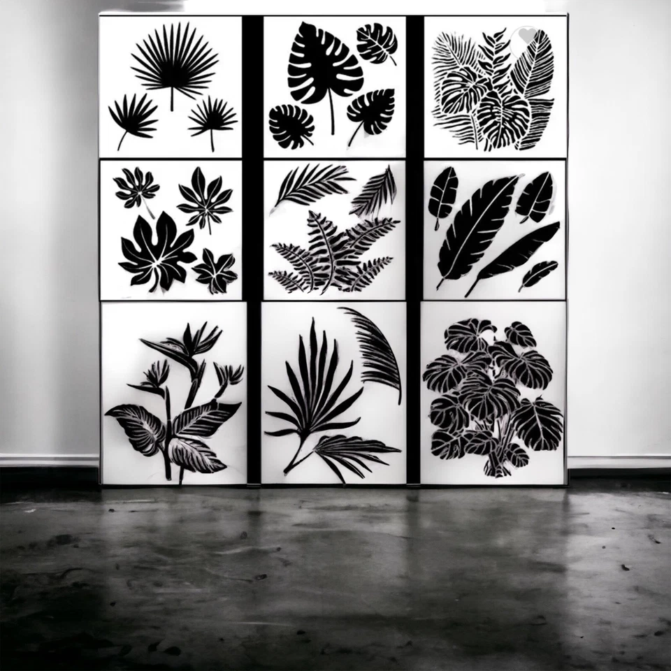 9er Set Blumen und Blätter Schablonen Monstera Strelizie u. a. Nr. 218 - Bild 2 von 4
