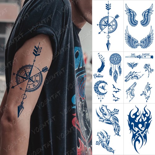 6PCS Juice Ink Lasting Compass Gun Waterproof Temporary Tattoo Sticker For Men | eBay 6PCS Juice Ink Lasting Compass Gun Waterproof Temporary Tattoo Sticker For Men | eBay
