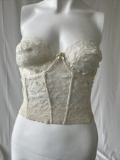Vintage Backless by Smoothie Lace Longline Bra Size 36C Ivory