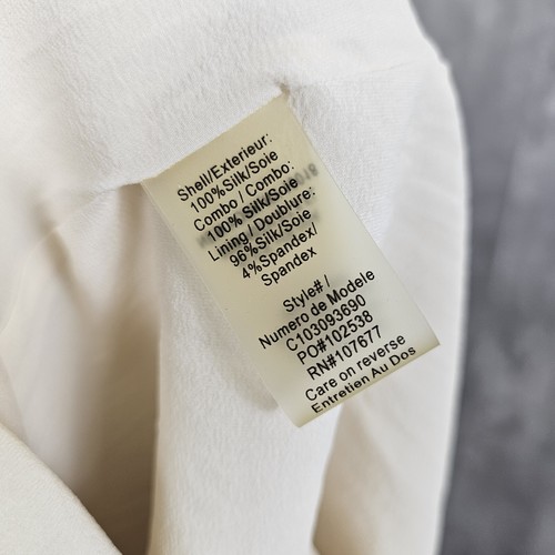 Alice + Olivia Womens XS Cream Silk Chiffon Lace Bib Shirttail Blouse 3/4 Sleeve - Picture 8 of 9