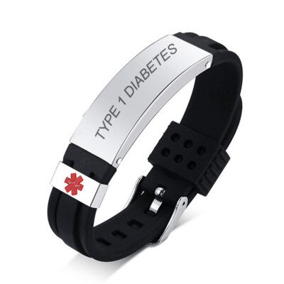 Medical Alert Women Kid Men Bracelet Silicone Bangle Customized
