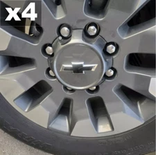 x4 Gloss Black BowTie PLASTIC WHEEL OVERLAYS 2022-2025 Silverado NOT VINYL