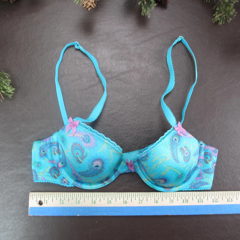 Sujetador Aerie 32B azul acolchado con aros cierre ajustable trasero Foto 2 de 4