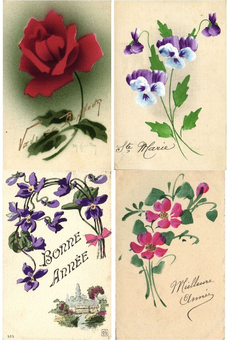 HANDMADE PAINTED ART, 66 Vintage Postcards Pre-1940 (L6888) | eBay