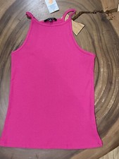 Ambiance Women's Sleeveless Soft  Cotton Pink Stretch Top TankBlouse. Medium NWT
