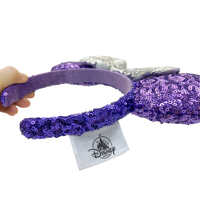 Disney Parks Light Purple Sequin Minnie Ears Shanghai Disneyland Headband NWT NEW Purple Sequined Minnie Ear Headband at Walt Disney World  main image 3