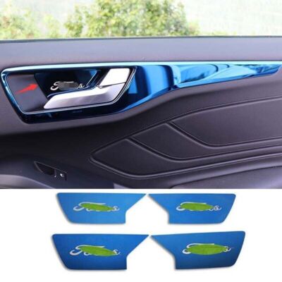 Titanium Fit for Ford Focus Blue 4pcs Inner Door Bowl Cover Decoration 2019-2020