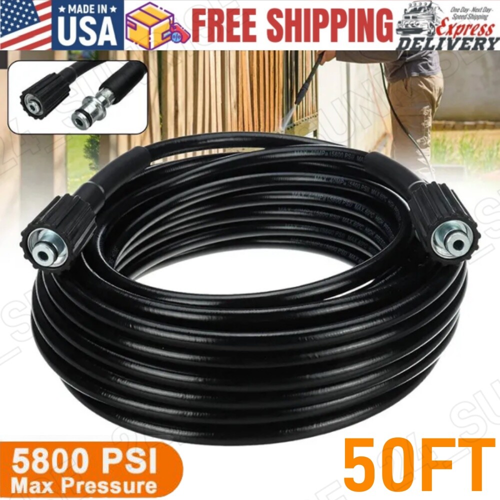 High Pressure Washer Hose 15m/50ft 5800PSI M22-14mm Power Washer Extension Hose
