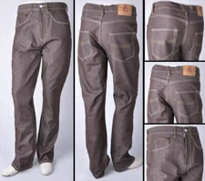 Men jeans worker pants "BEYOND THE LIMIT" heavy denim relax fit Khaki or Brown