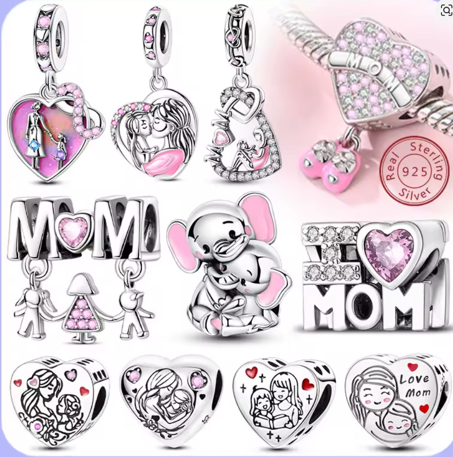 Charms Anhänger Silber 925 für Pandora Armband Kleeblatt Herz Blume Katze Hund