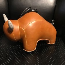 Zuny Bookend Bull Baloo Brown Faux Leather Approx 6.5&rdquo; Tall Doorstop Paperweight