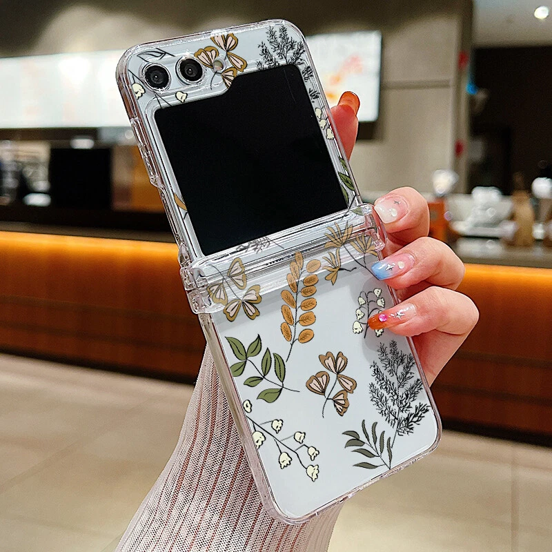 Clear Hinge Shockproof Cover For Samsung Galaxy Z Flip6 Flip5 Flip4 Flip3 Flower - Image 4 of 4