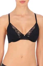 Natori 721191 Cherry Blossom Lace UW Push-Up Bra in Black Size 30A $84+