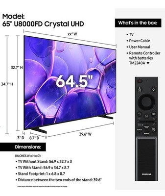 Samsung 65'' inch 4K LED Smart TV HDR U8000F 2025 Deal*
