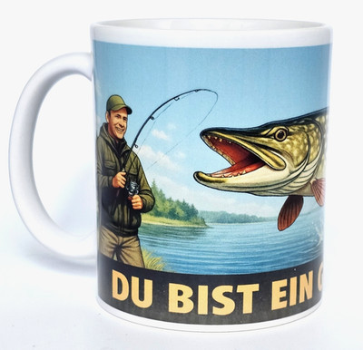 Kaffeetasse Angler DU BIST EIN GEILER HECHT Angeln Tasse Kaffeebecher Cyvorbs 