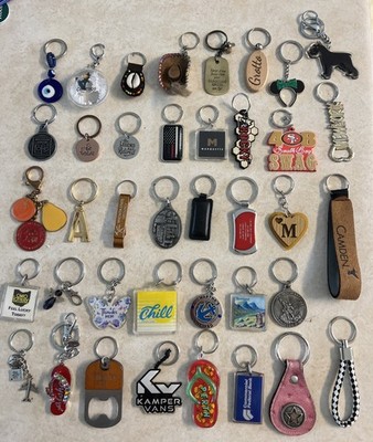 85 VTG - Now Better Keychains Fob Lot Key Rings  Names, Travel, Unique, Beer