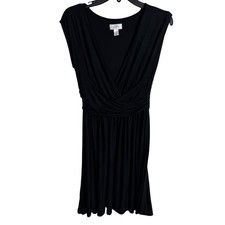 Ann Taylor LOFT Knit Dress Size Small Black Sleeveless V-Neck