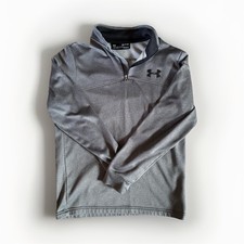 Under Armour Men's S Gray ColdGear Fleece 1/4 Zip Pullover Mock Neck Top