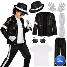 BAURGHOP Kids Dance Star Costume Boys 80s 90s Pop Stage Outfit Halloween 10-12