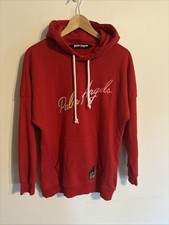 Palm Angels Miami Logo Hoodie Sz M Urban Chic LA streetwear Red kangaroo pouch