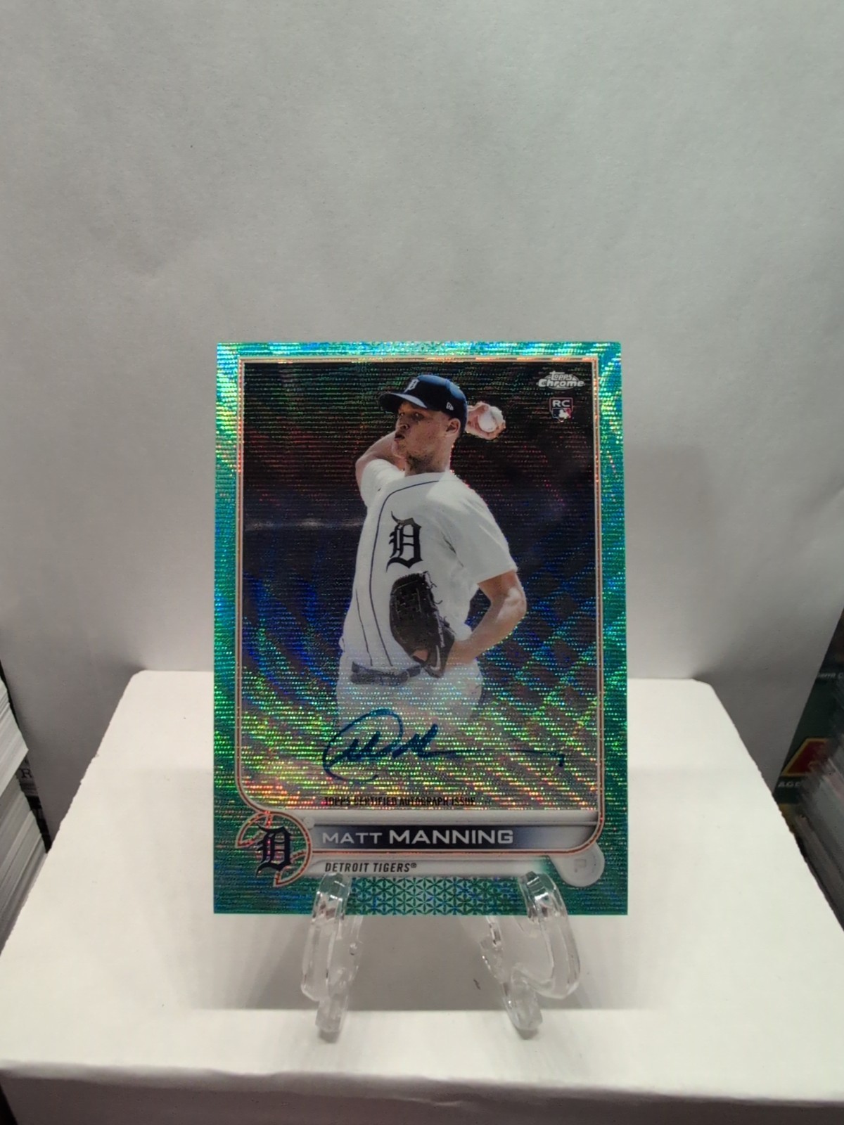 2022 Topps Chrome Matt Manning #RA-MM Aqua Wave Refractor Auto 123/199 TIGERS!🔥