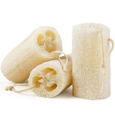 Natural Loofah Body Scrubber Sponge, Set of 3 Organic 5 Inch Luffa for Exfoliati