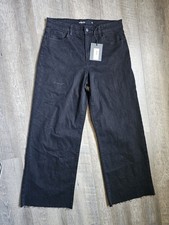 Indigo Six Women's Black Denim Wide-Leg Button 5-Pocket Solid Jeans IP240-BK