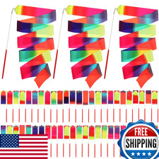 Yilloog 50 Pcs 78.7" Ribbon Dancing Wands for Gymnastics Party Favors