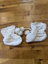 Vintage Handmade White Baby Sock Slippers