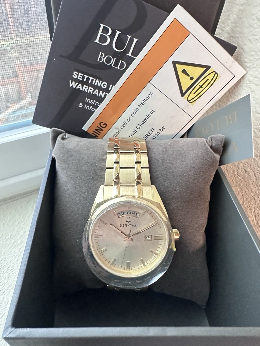 Bulova 97C115 Surveyor Gold Stainless Steel Men's Watch 39mm MSRP