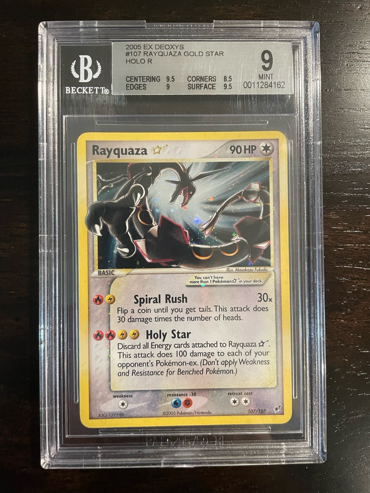 Pokemon Rayquaza Gold Star 2005 EX Deoxys #107 Holo R BGS 9 Mint