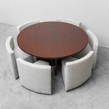 TAVOLO DA PRANZO TONDO CON 6 POLTRONE DESIGN ANNI '70 VINTAGE MODERNARIATO