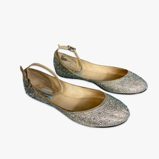 Betsey Johnson Size 6.5 Shoes Flats Ankle Strap Rhinestone Party Formal Bridal