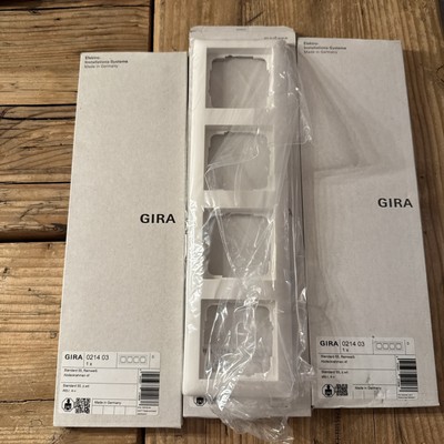 3x Gira Standart 55 Reinweiss Abdeckrahmen 4 fach 0214 03