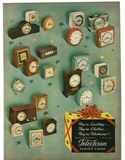 1946 Telechron Electric Clocks Wall Shelf Mantel Alarm Vintage Print Ad