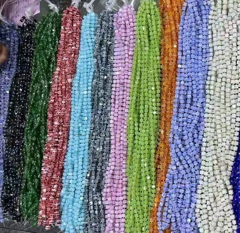 Square Cube Glass Beads Glazed 55+ 16" 18 Colours Craft Jeweller Making UK - Image 2 of 2
