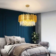 Rund Kristall Kronleuchter Luxus Kristall Hängeleuchte Für Schlafzimmer Gold