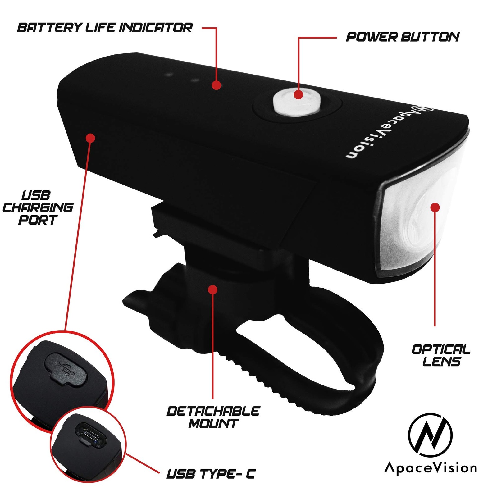 500 Lumens Bike Light Set USB Rechargeable - Powerful Bicycle Headlight & LED...