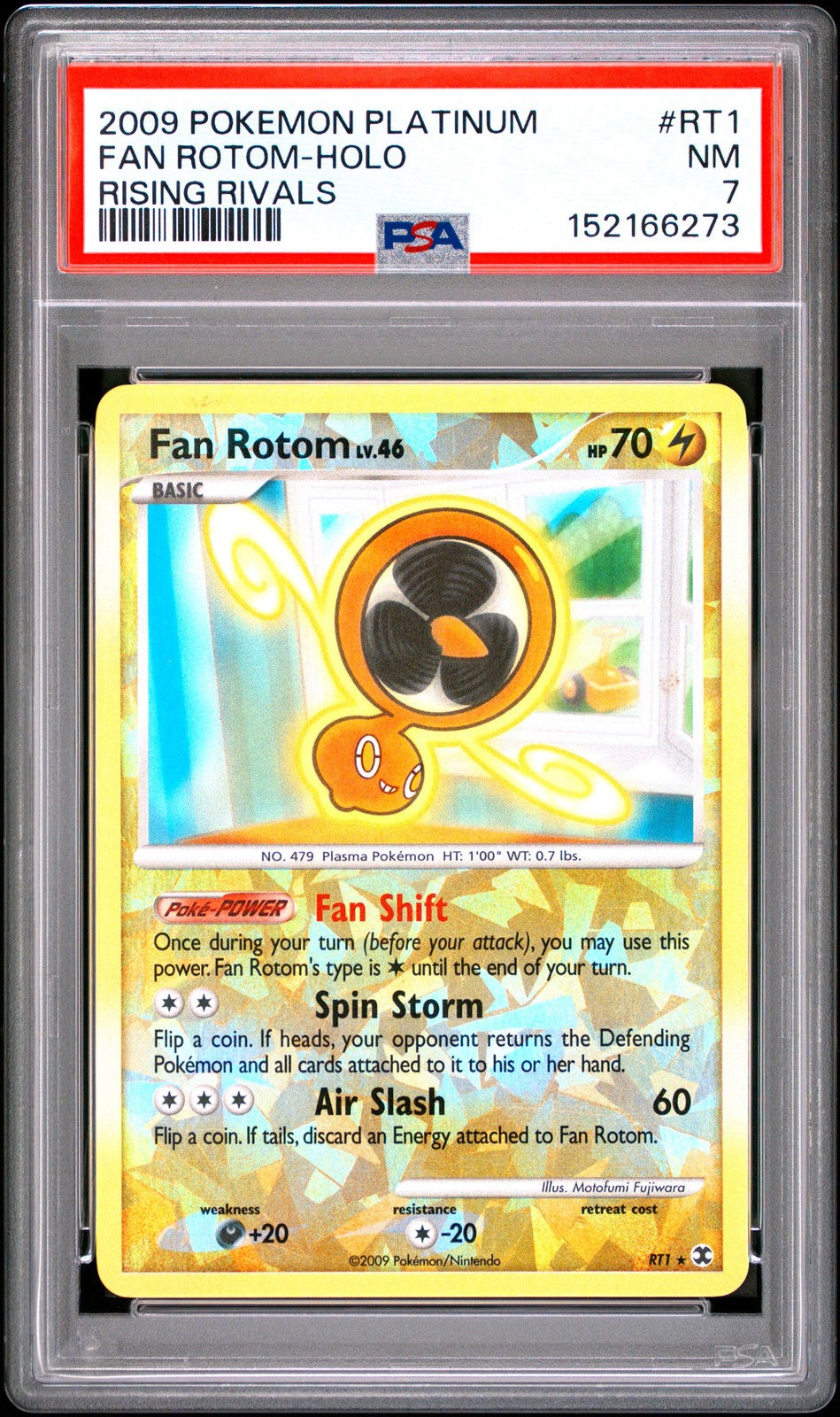 2009 POKEMON PLATINUM RISING RIVALS #RT1 FAN ROTOM-HOLO PSA 7