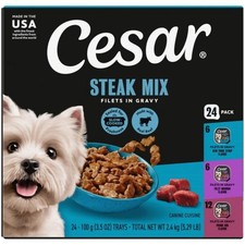 Filets in Gravy Adult Wet Dog Food Variety Pack, Filet Mignon, New York Strip...