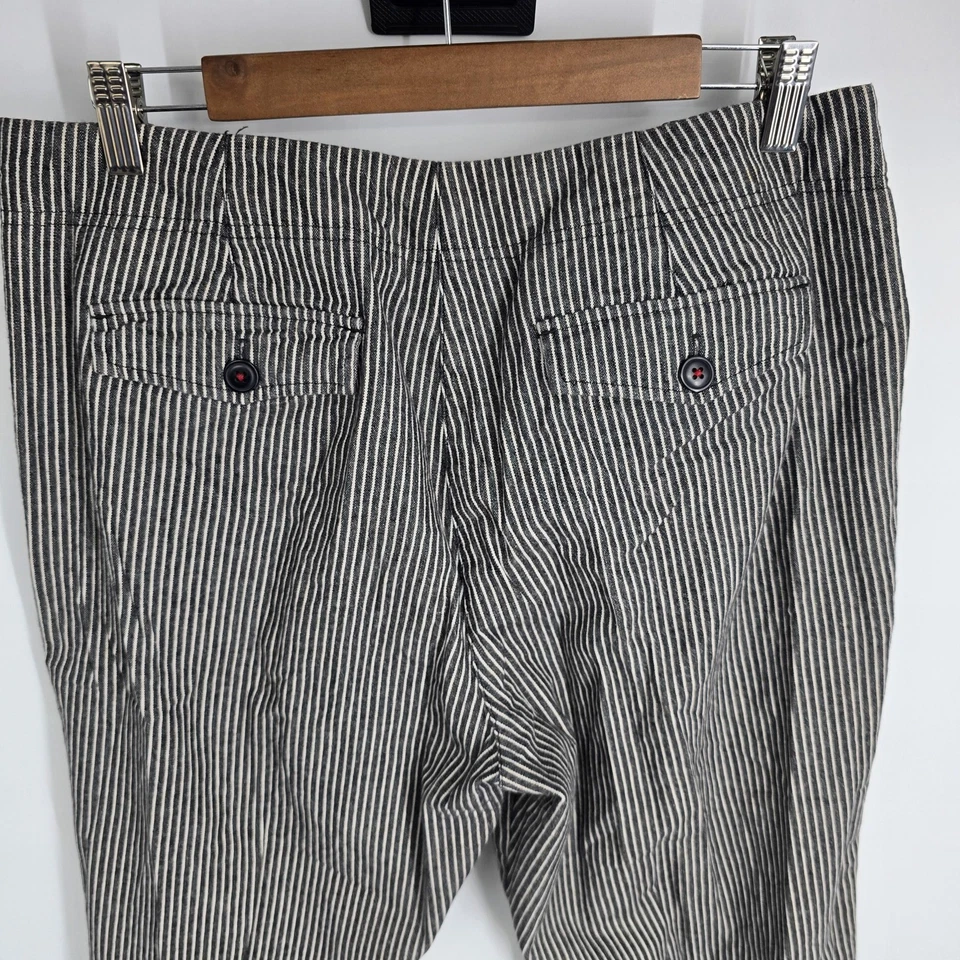 Larry Levine Pants Womens 12 Black White Striped Sailor Button Flare 100% Cotton - Image 4 of 4