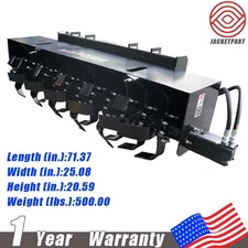 72" Rotary Tiller Light Duty Hydraulic Skid Steer Attachment Soil Cultivator