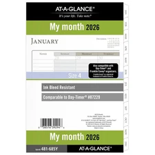 AT-A-GLANCE 2026 Planner Refill, Monthly, 5-1/2" x 8-1/2", Desk Size 4, Loose...