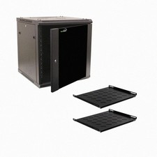 Cerradura de puerta y estantes para gabinete de 24" de montaje en pared de audio y video 12U