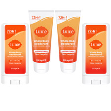 Lume Whole Body Deodorant 4 Pack - 2 Solids  2 Invis. Creams - Clean Tangerine