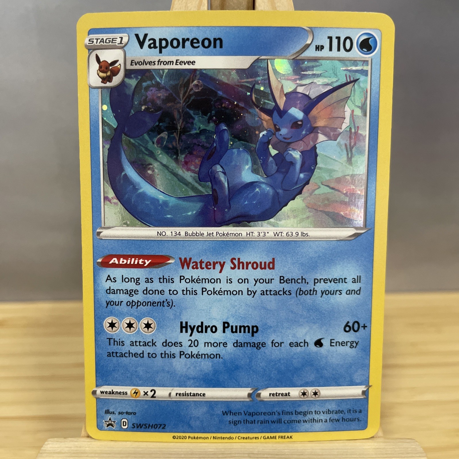 2020 Pokemon Vaporeon Holo SWSH072 Sword & Shield Black Star Promo NM💙